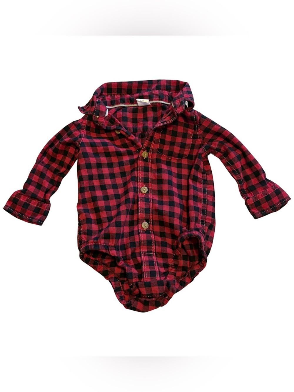 Baby Gap Buffalo Plaid Bodysuit 6–12M Red Black Flannel Long Sleeve Outfit